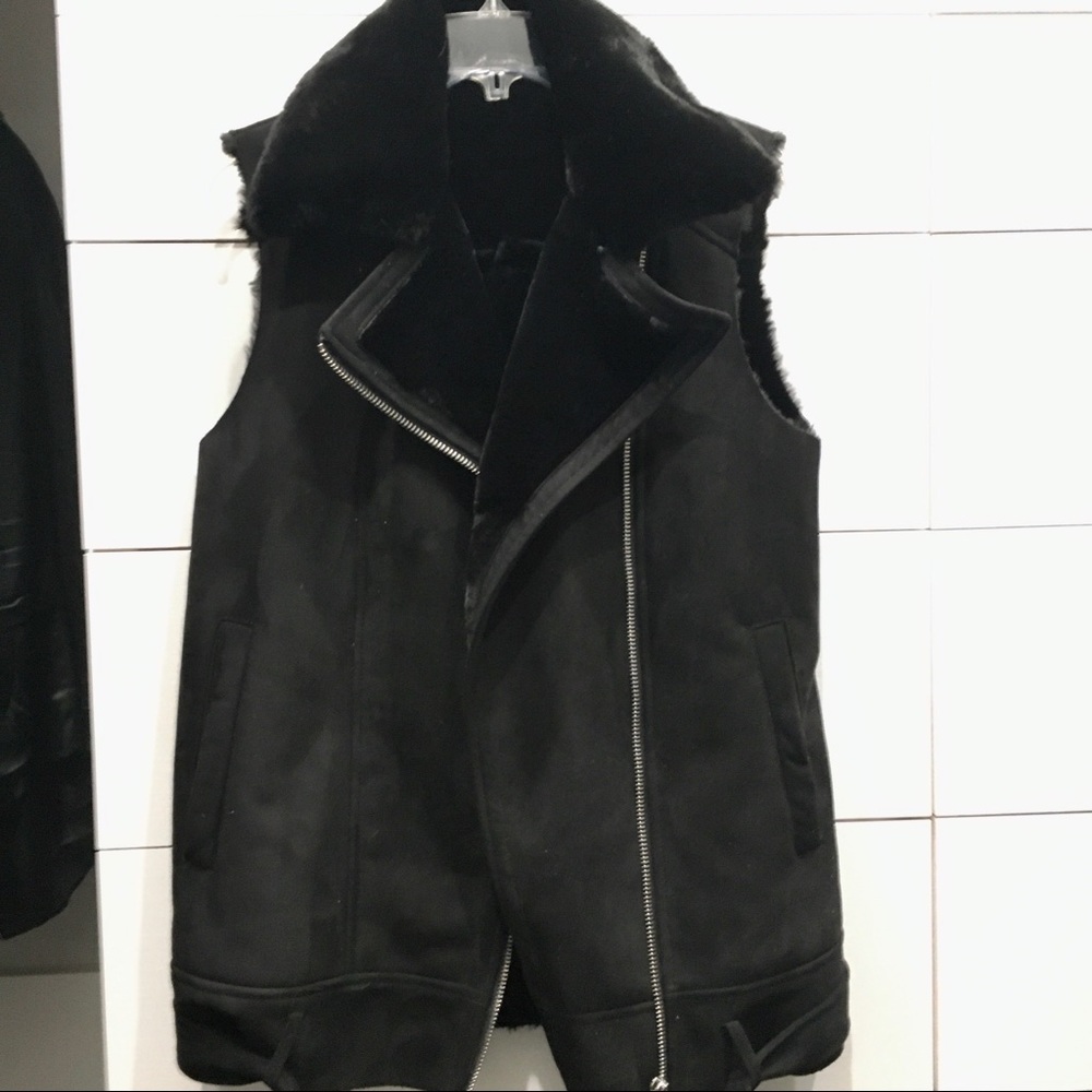 Zara faux fur/suede biker vest in black